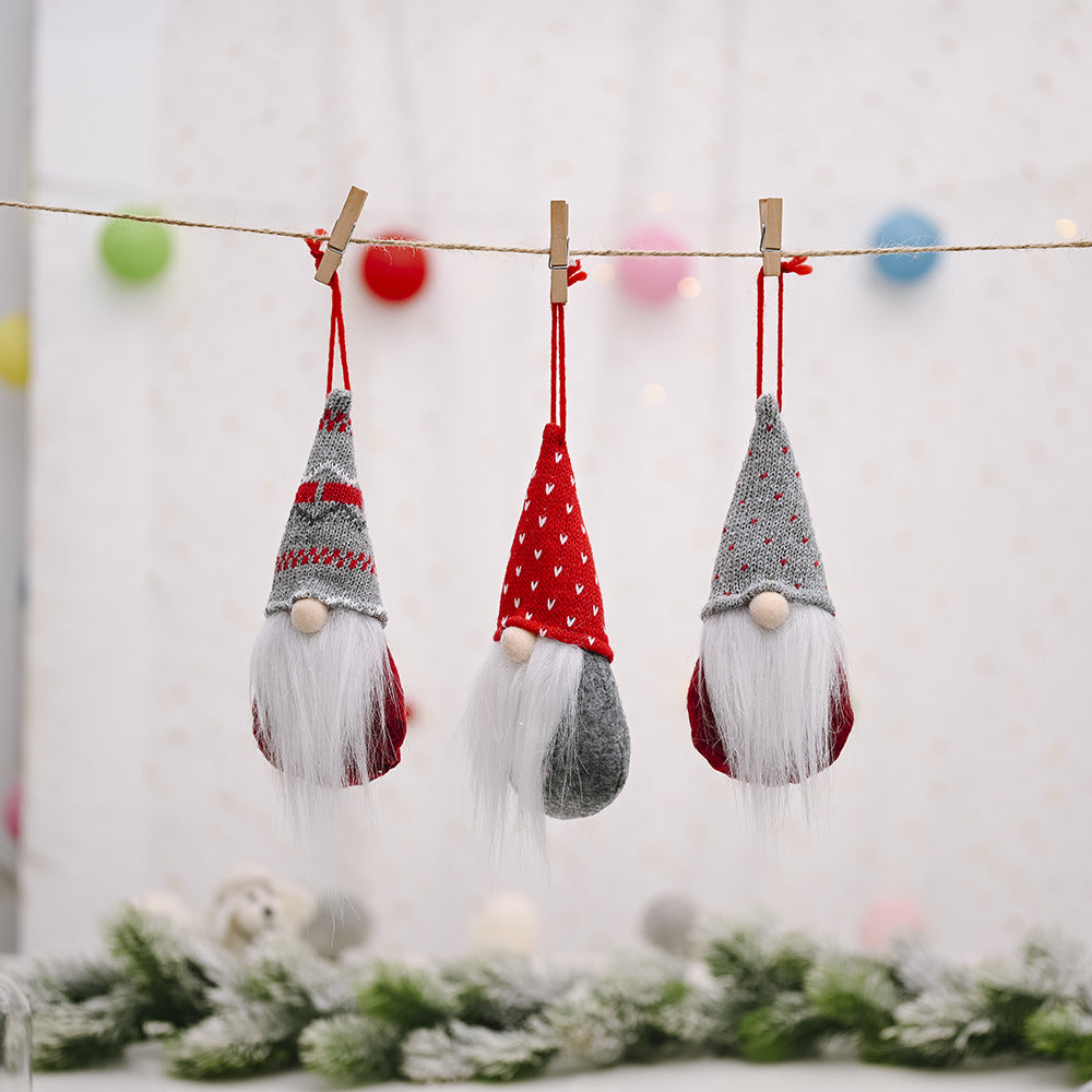 Wholesale Christmas Knitted Hat Forest Old Man Pendant Decoration